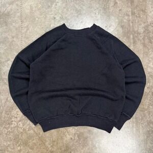 Vintage 80s Pannill by Hanes Black Raglan Blank Crewneck Sweatshirt Size M